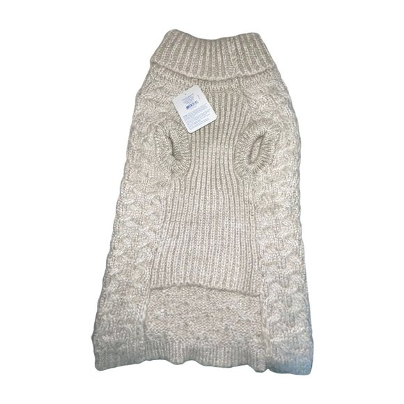 NWT Top Paw Thick Tan Metallic Floral Turtleneck Cable Sweater Winter Dog XL - Picture 4 of 6